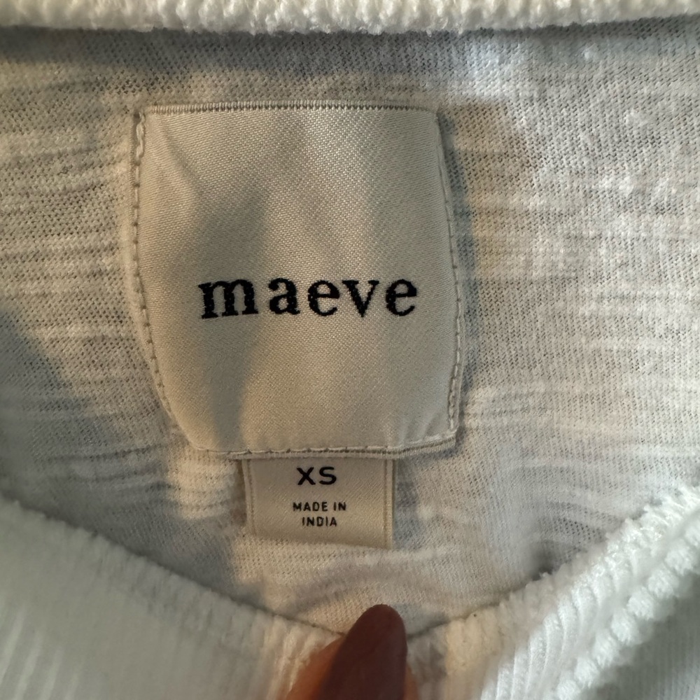 Maeve White Short-Sleeve Smocked Front Tee - Picture 2 of 4